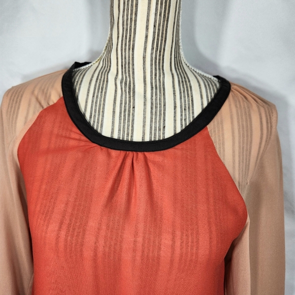 Sparkle & Fade Orange & Coral 3/4 Sleeve Layered Look Top Size XSmall - Picture 2 of 8